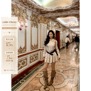 V腰显瘦微胖甜美减龄麂皮绒衬衫 甜氧旋律 领连衣裙 小cherry 肉装