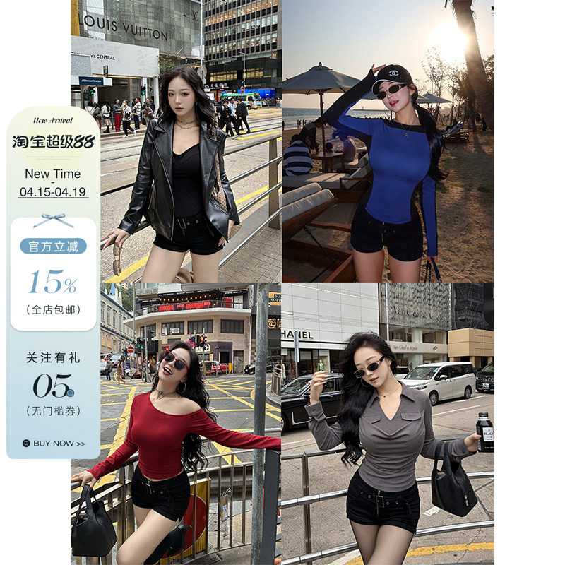 肉装小cherry 随性时光 辣妹中腰百搭热裤微胖V腰修身牛仔短裤女