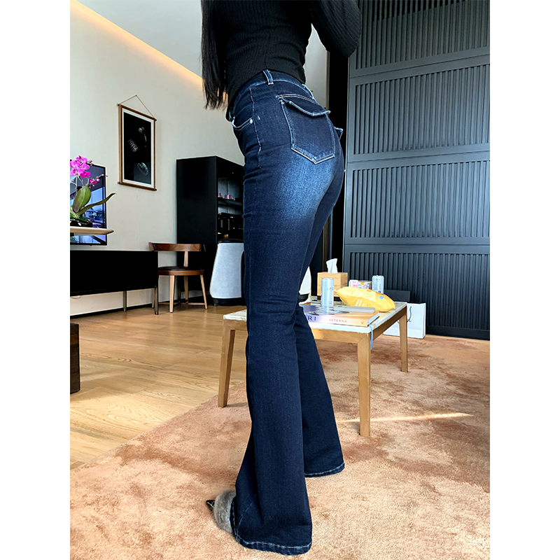 时髦V腰头丰胯显瘦加绒牛仔裤女