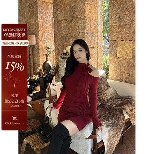 肉装小cherry 跨年战袍 纯欲微胖辣妹连衣裙氛围感露肩显瘦包臀裙