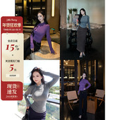 浪漫标签 肉装 小cherry 半高领蝴蝶结烫钻T恤女微胖抽褶两色上衣