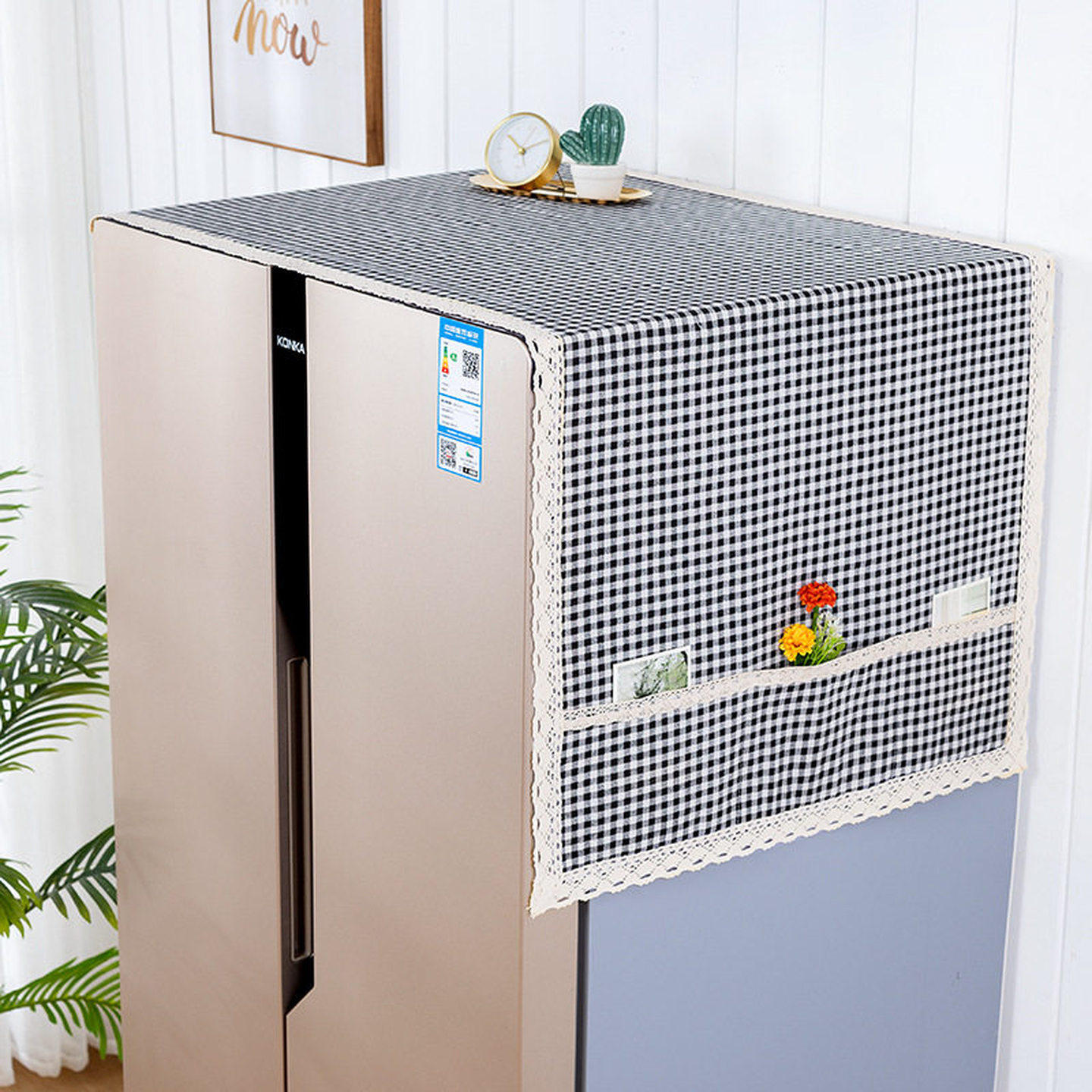 冰箱防尘盖布可收纳布袋布艺防尘罩家用简约单双开门盖巾洗衣机罩