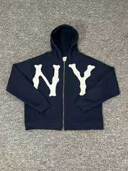 Memory Lane Park Ny Zip Hoodie Zip-Up Terry Ny Patch Embroidered Washed Jacket