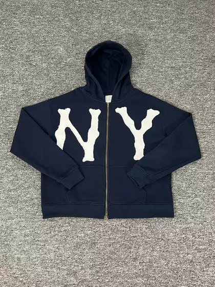 Memory Lane Park Ny Zip Hoodie Zip-Up Terry Ny Patch Embroidered Washed Jacket