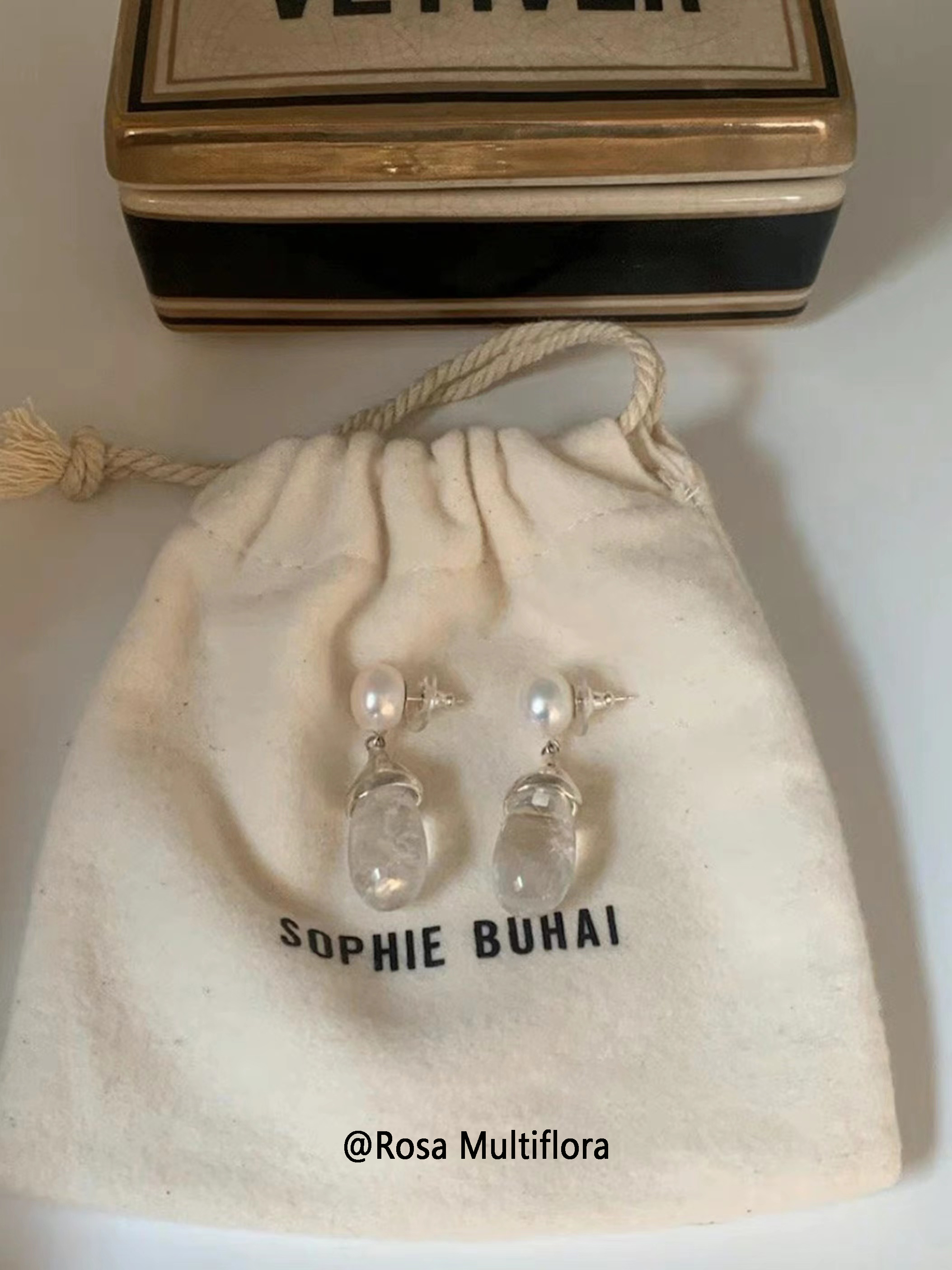 高质感复古天然水晶珍珠耳环