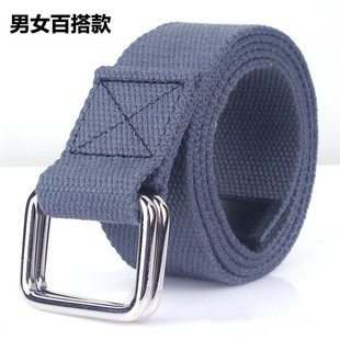 带 女户外牛仔裤 军训帆布腰带男女士双环扣青少年学生时尚 加长韩版