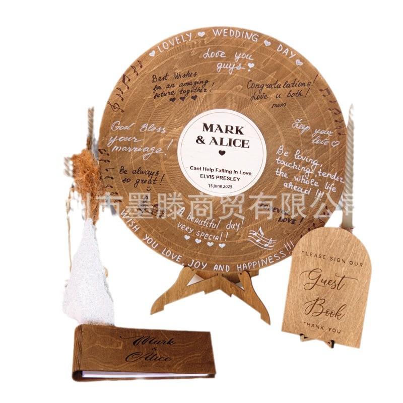 个性化唱片式签到台音乐风格婚礼签到簿婚礼装饰摆件创意生日礼物