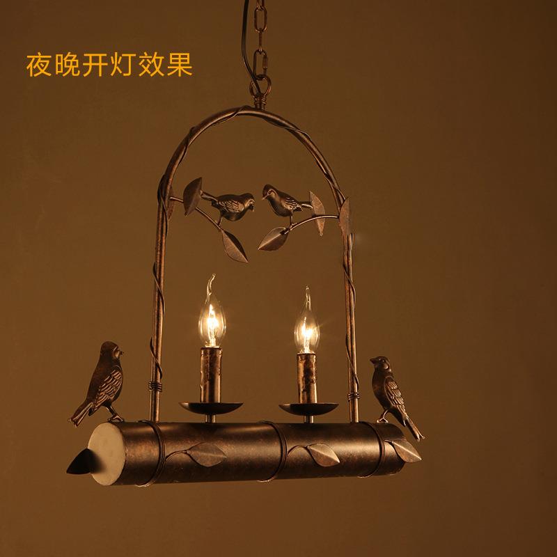 美式田园小鸟创意阳台餐厅吊灯复古铁艺个性吧台咖啡厅服装店吊灯