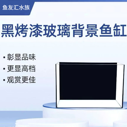 黑背黑胶鱼缸客厅小型家用直角黑玻缸桌面水族箱养鱼缸带盖有盖