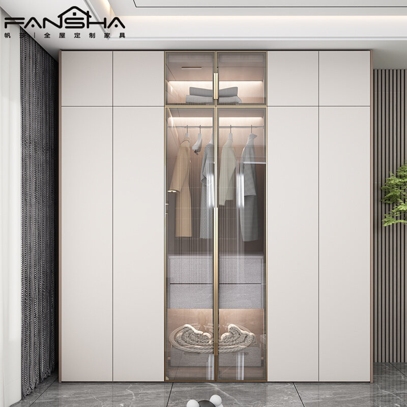 福人衣柜一门到顶超高轻奢三门四门五门全实木家用卧室大衣橱定制