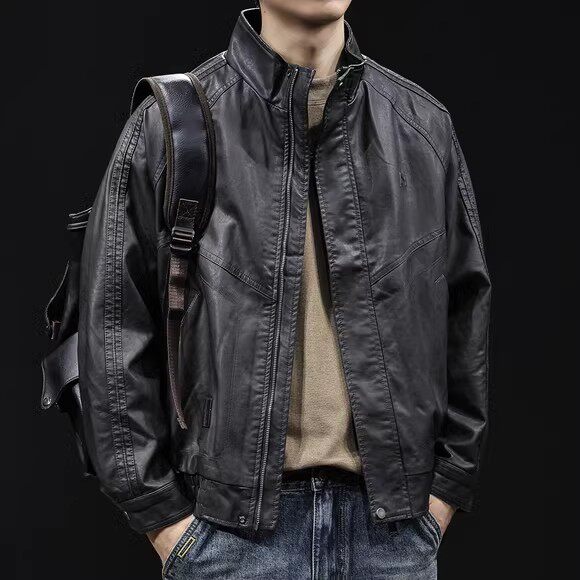 高级感机车皮衣外套男秋冬2025新款男士短款衣服大码美式潮牌秋季