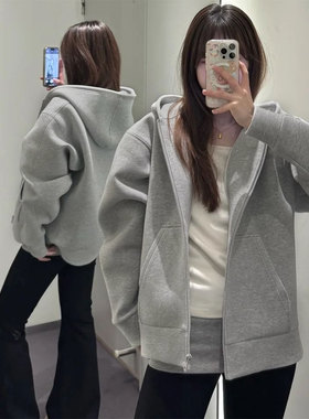 连帽卫衣外套女2026新款秋冬季加绒羊羔绒季韩系慵懒百搭宽松休闲