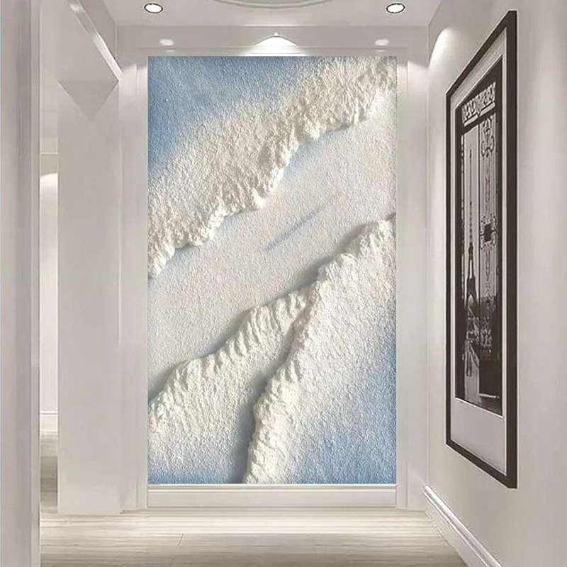 手绘风立体抽象海浪3d玄关背景墙壁纸肌理感客厅餐厅墙布现代墙纸