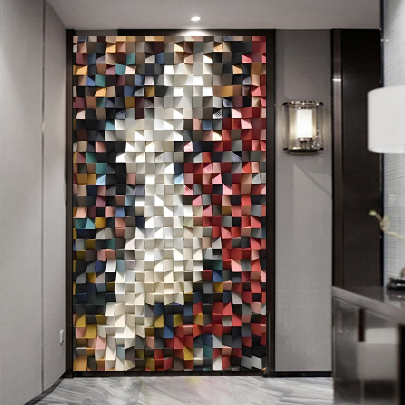 新款立体几何餐厅背景墙壁画进门墙玄关壁纸3d极简风艺术墙布直播