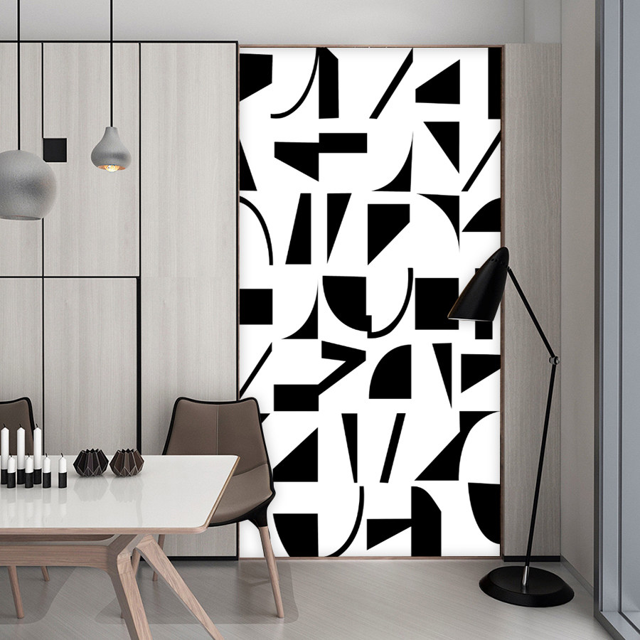 极简黑白玄关进门墙壁纸3d立体壁画进门墙防潮旧墙面翻新艺术墙布