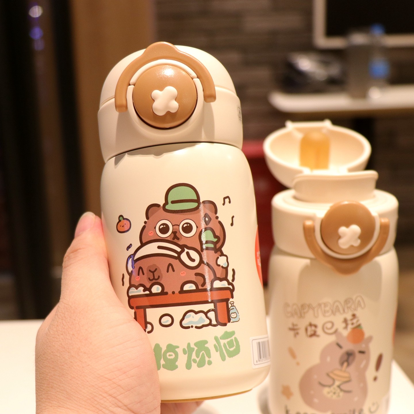 可爱卡皮巴拉保温杯小巧便携316L不锈钢水杯儿童学生上学专用杯子