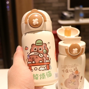 可爱卡皮巴拉保温杯小巧便携316L不锈钢水杯儿童学生上学专用杯子