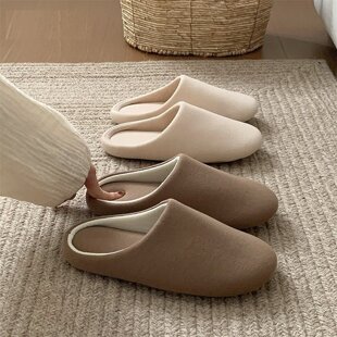 日式无声静音拖鞋室内居家用防滑四季木地板软底棉拖鞋秋冬季