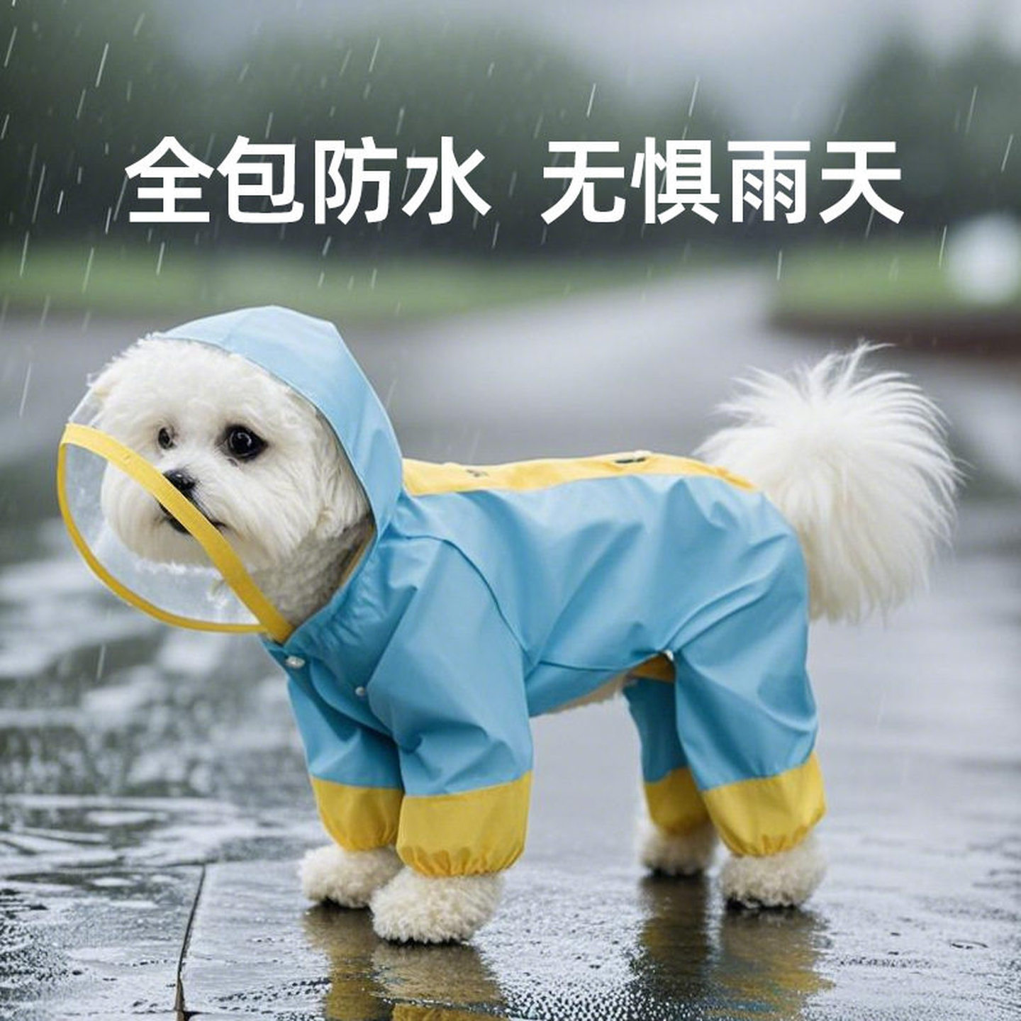 宠物雨衣小狗狗四脚宠物冲锋衣泰迪比熊小型犬雨天遛狗防脏雨衣雪