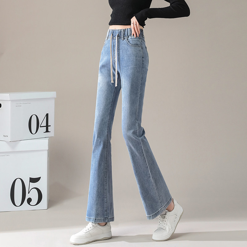 微喇牛仔裤女松紧腰2026春季新款弹力窄版显瘦大码宽松马蹄裤子,女装/女士精品,牛仔裤,淘宝优惠券,粉丝福利购,淘宝优惠卷