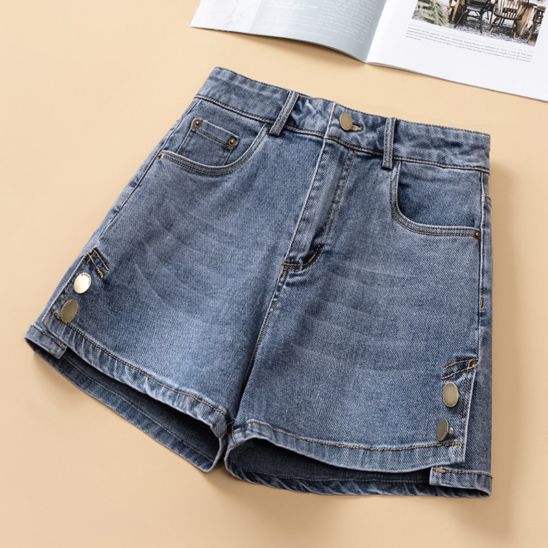 2024夏季薄款新款蓝色牛仔裤短裤女高腰显高宽松a字版三分阔腿裤,女装/女士精品,牛仔裤,淘宝优惠券,粉丝福利购,淘宝优惠卷