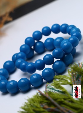 湖北绿松石高瓷暴力蓝玉化圆珠光珠老邢手串男女士款