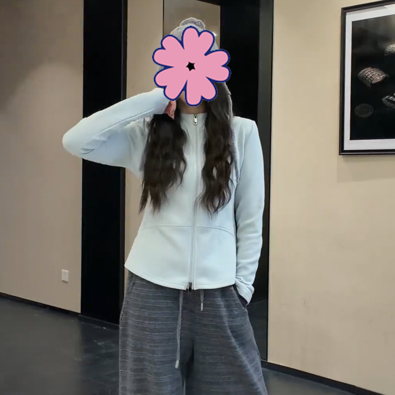 双头拉链百搭多色瑜伽卫衣女秋冬