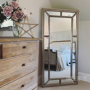 欧式 落地镜衣帽间网红定制大镜子 做旧复古雕花试衣镜家用壁挂服装