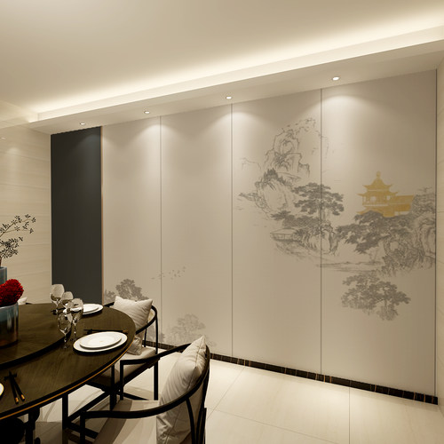 9mE0级餐厅卧室护墙板拼接山水画