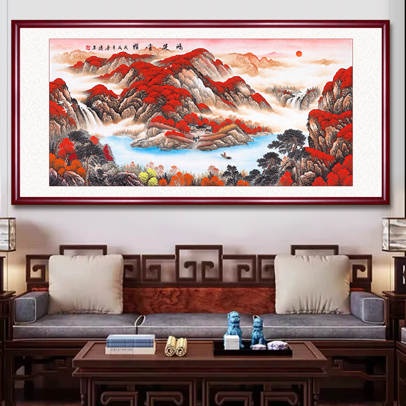 鸿运当头国画山水画手绘真迹客厅装饰画沙发背景墙壁画办公室挂画图片