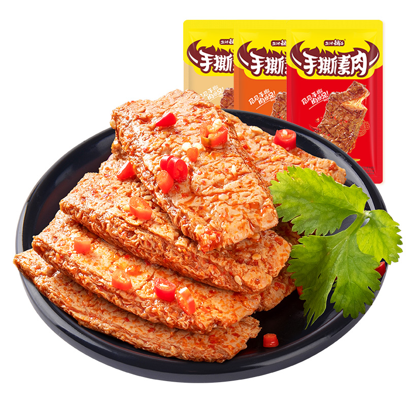 盐津铺子手撕素肉排素牛排香辣味豆干小零食小吃休闲食品