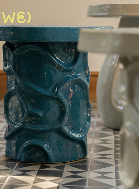 比利时Serax Mena stool 曲线雕塑设计感边几墩子陶瓷艺术多功能