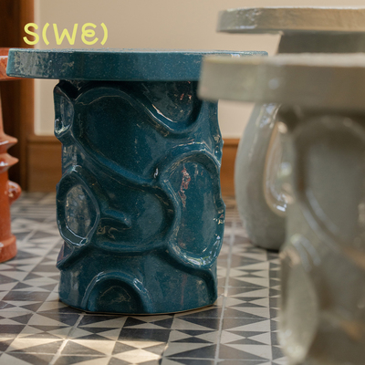 比利时Serax Mena stool 曲线雕塑设计感边几墩子陶瓷艺术多功能