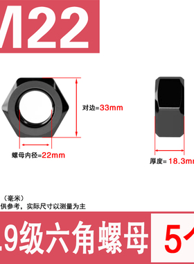 12.9级高强度六角螺母国标碳钢特大螺丝帽 M6M8M12MM34M42M45M48