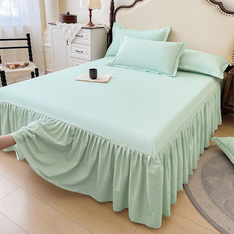 A类纯棉床裙单件遮丑下摆2025新款全棉磨毛加厚床罩床裙款床单套