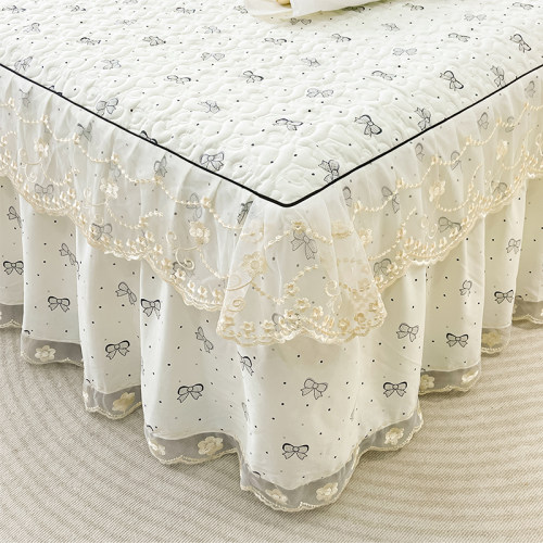 A类母婴级公主风全棉夹棉床裙罩