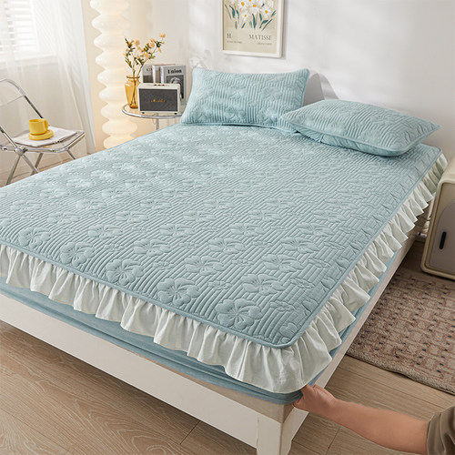 A类全棉抗菌大豆夹棉床笠带裙边