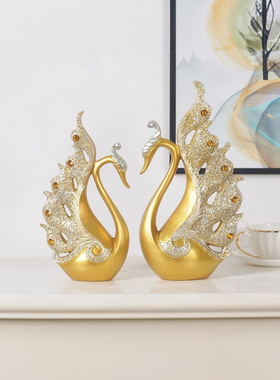 一对天鹅饰品家庭客厅酒柜装饰饰品电视柜入口桌面无障碍豪华创意