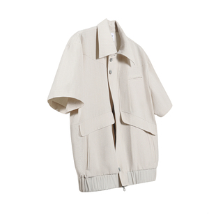 「OCEANBACCA」SS23/ 泡泡纱宽门襟活页多口袋拉链衬衫