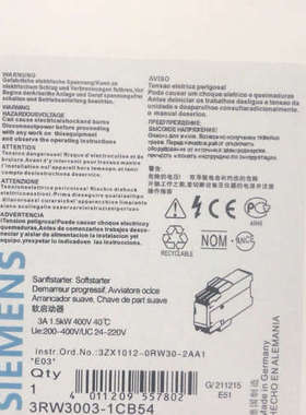 西门继电器3RW3003-1CB54还剩一台