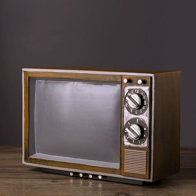 7080年代老式黑白电视机模型道具酒吧餐厅复古怀旧装饰摆件老物件