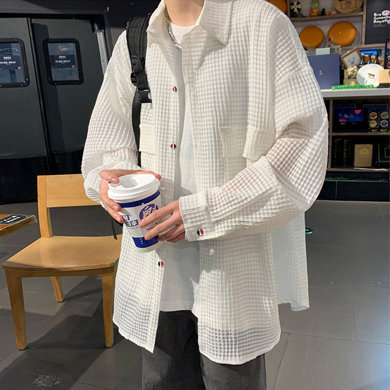 Waffle Sunscreen summer hiphop Shirt Thin section Sunscreen vibe Light cooked Retro coatin the Men's clothing, T-shirt  category - from Buy2taobao.com to provide professional Taobao agent buy service