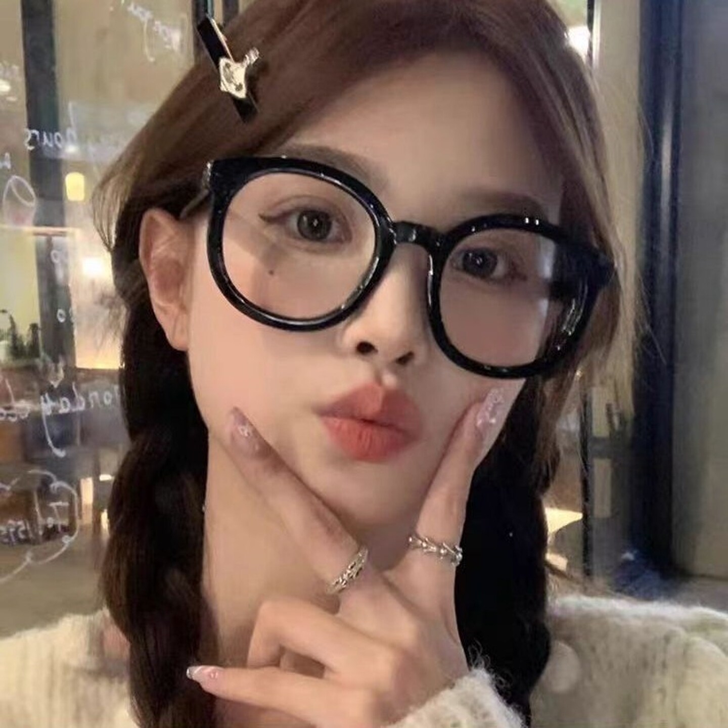 圆框眼镜大框黑框眼镜近视女度数防蓝光平光装饰素颜神器眼镜框架