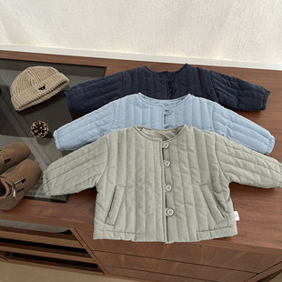 男童初冬夹棉外套INS冬季韩系中性款棉服洋气男女宝宝夹棉保暖衣