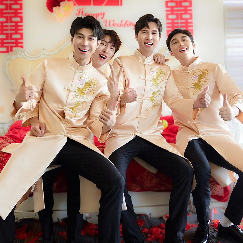 新中式伴郎服2025新款搞笑中国风结婚礼服男士接亲大褂相声兄弟服,男装,其他民族服装,淘宝优惠券,粉丝福利购,淘宝优惠卷
