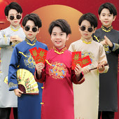 中式 儿童拜年服唐装 汉服相声大褂舞台演出服装 国风礼服六一花童男