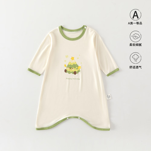 婴儿衣服优可丝睡裙夏季薄款卡通短袖家居服宝宝空调服防踢被神器