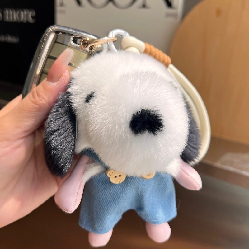 浔真真獭兔毛小狗钥匙扣挂件饰