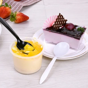 奶茶圆头餐具大叉甜品打包外卖长柄勺子汤羹一次性铭星加厚塑料