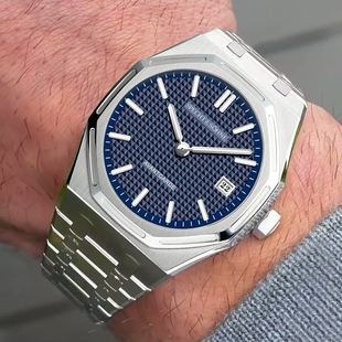 新款38mm八角形手表男橡树石英超薄经典高端奢华夜光防水男士腕表